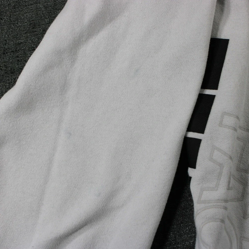 The North Face Mens Large White Multi Logo Graphic‎ Crewneck Sweatshirt Fleece